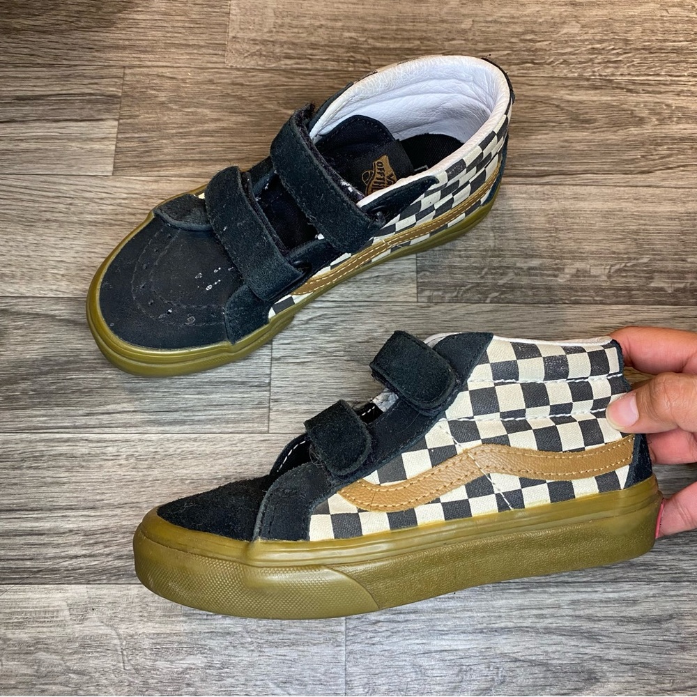 Vans Checker Hi Top Sk8 Shoes Brown Black